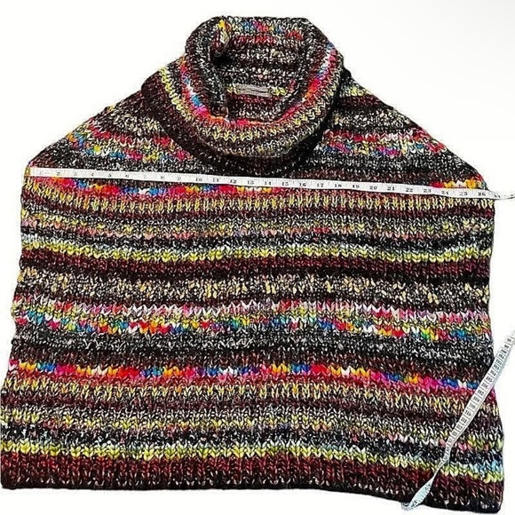 $198 Anthropologie Piera Knit Turtleneck Poncho X Small / Small Multicolor NWT - Picture 4 of 15